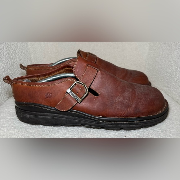 Born men’s sandals clogs loafers‎ brown leather heavy thick outdoor strap 12